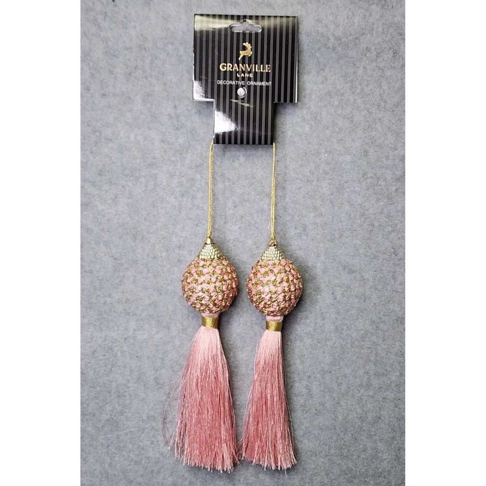 Pink & Gold Victorian Style Christmas Tree Ornaments Tassels 2 Pc Shabby Chic‎